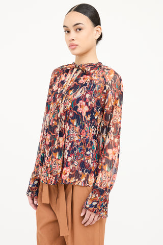 A.L.C. Frida Pattern Sheer Top