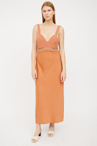 Orange Crochet & Satin Maxi Dress A.L.C.