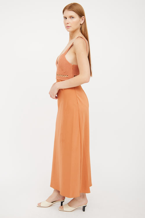 Orange Crochet & Satin Maxi Dress A.L.C.