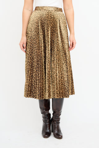 A.L.C. Metallic Gold & Brown Pleated Skirt