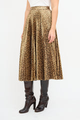 A.L.C. Metallic Gold & Brown Pleated Skirt
