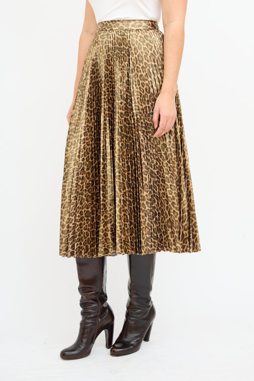 A.L.C. Metallic Gold & Brown Pleated Skirt