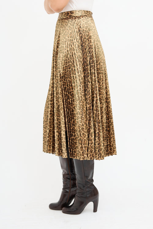 A.L.C. Metallic Gold & Brown Pleated Skirt