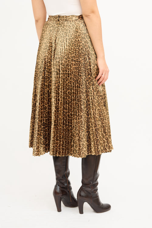 A.L.C. Metallic Gold & Brown Pleated Skirt