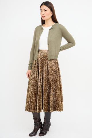 A.L.C. Metallic Gold & Brown Pleated Skirt