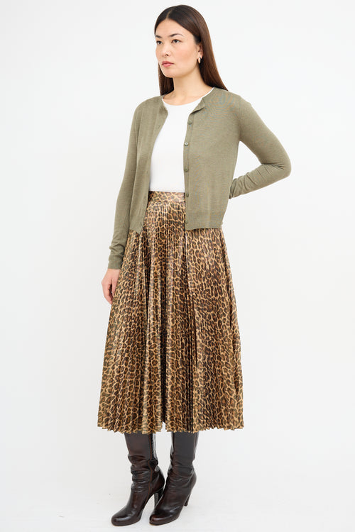 A.L.C. Metallic Gold & Brown Pleated Skirt