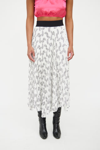 A.L.C. White & Black Pleated Maxi Skirt