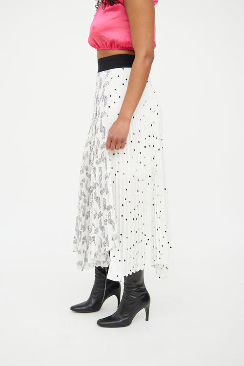A.L.C. White & Black Pleated Maxi Skirt
