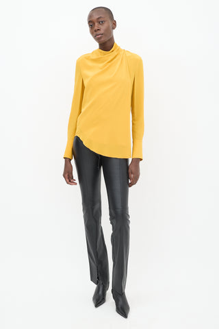 A.L.C. Yellow Silk Layered Tie Neck Top