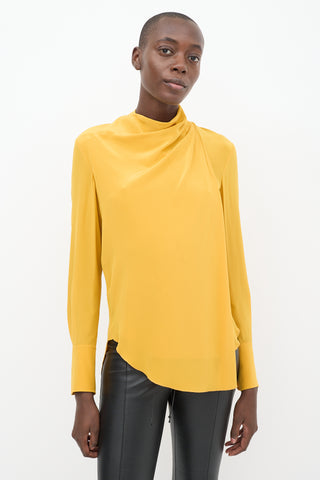 A.L.C. Yellow Silk Layered Tie Neck Top