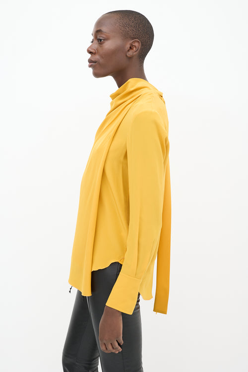 A.L.C. Yellow Silk Layered Tie Neck Top