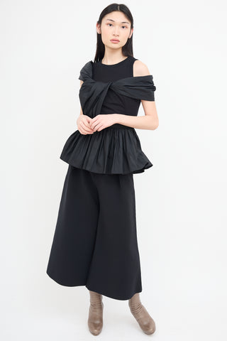 Alexander McQueen Black Pleated Peplum Top