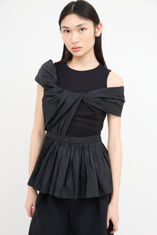 Alexander McQueen Black Pleated Peplum Top