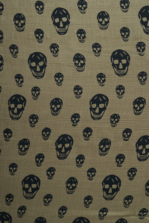 Alexander McQueen Green & Black Silk Skull Scarf