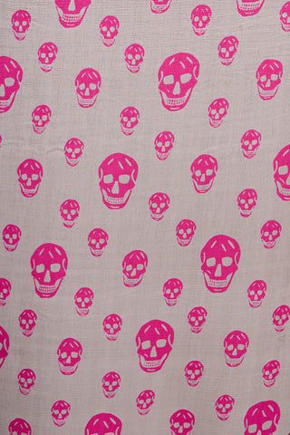 Alexander McQueen Grey & Pink Silk Skull Scarf