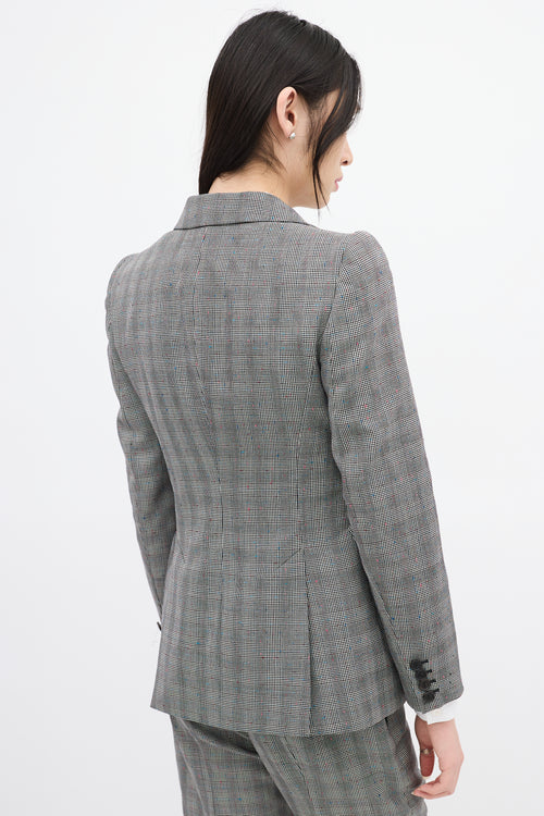 Alexander McQueen Black & White Wool Houndstooth Blazer