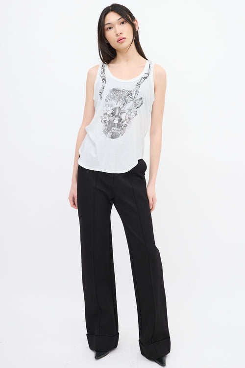 Alexander McQueen White & Black Skull Graphic Tank