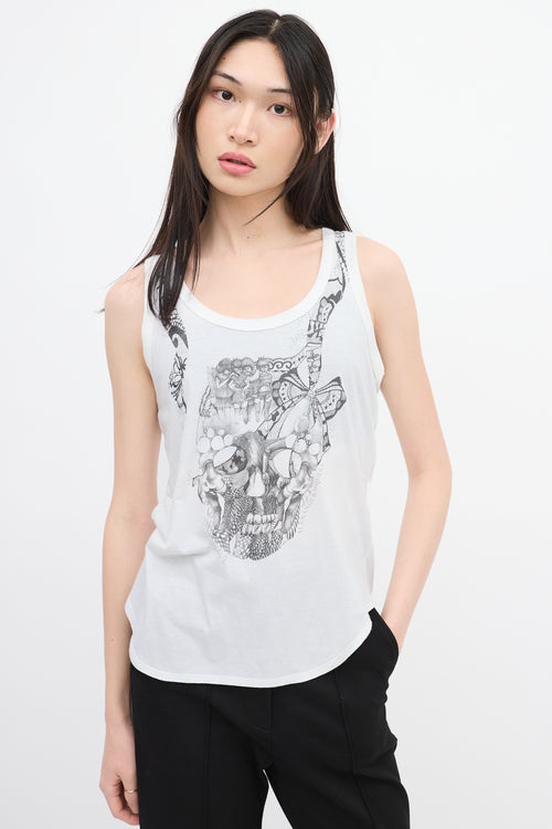 Alexander McQueen White & Black Skull Graphic Tank