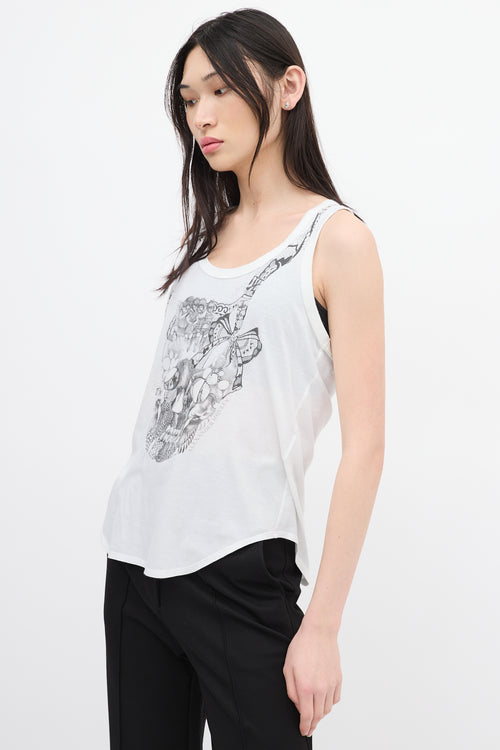 Alexander McQueen White & Black Skull Graphic Tank