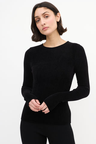 Alexandre Vauthier Black Chenille Long Sleeve Top