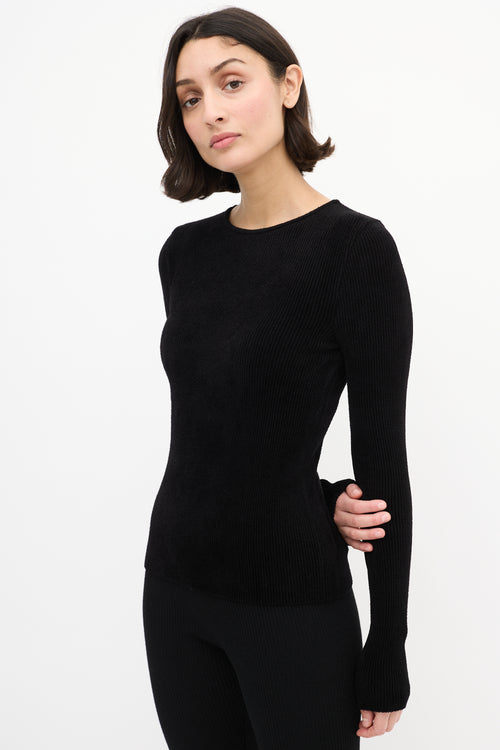 Alexandre Vauthier Black Chenille Long Sleeve Top