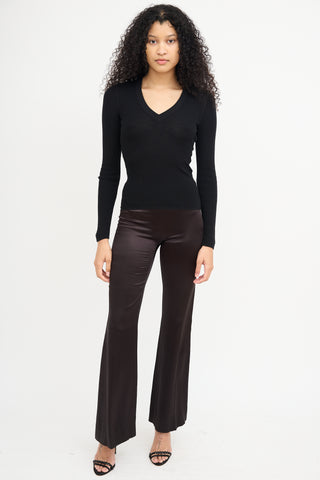 T by Alexander Wang Black V-Neck Long Sleeve Top