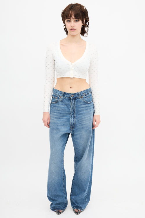 Alexander Wang Crystal Logo Cropped Cardigan