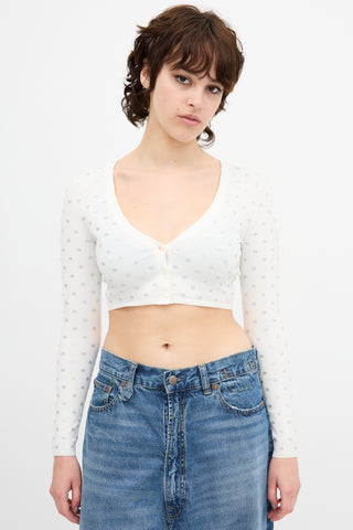 Alexander Wang Crystal Logo Cropped Cardigan