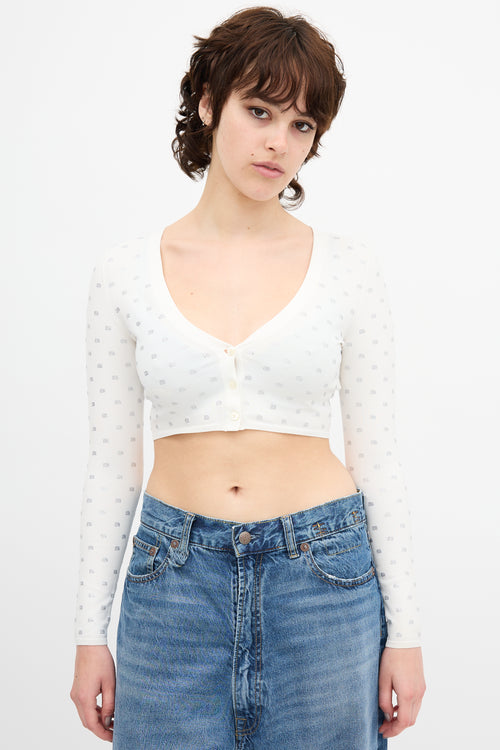 Alexander Wang Crystal Logo Cropped Cardigan