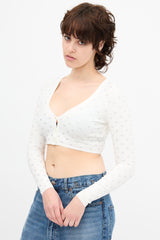 Alexander Wang Crystal Logo Cropped Cardigan