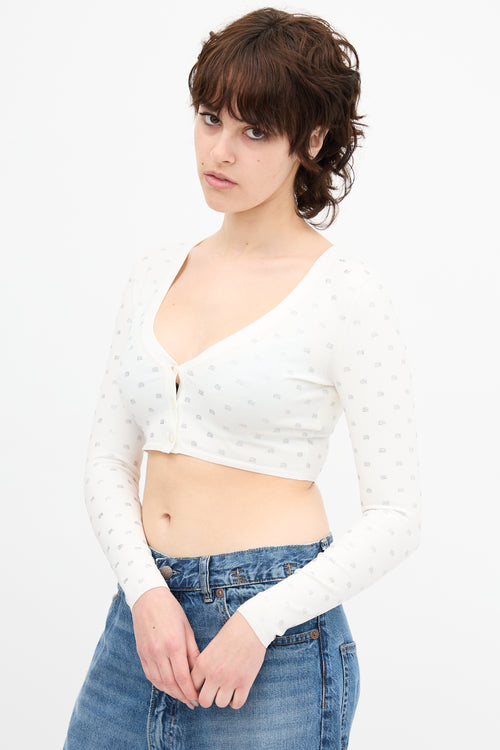 Alexander Wang Crystal Logo Cropped Cardigan