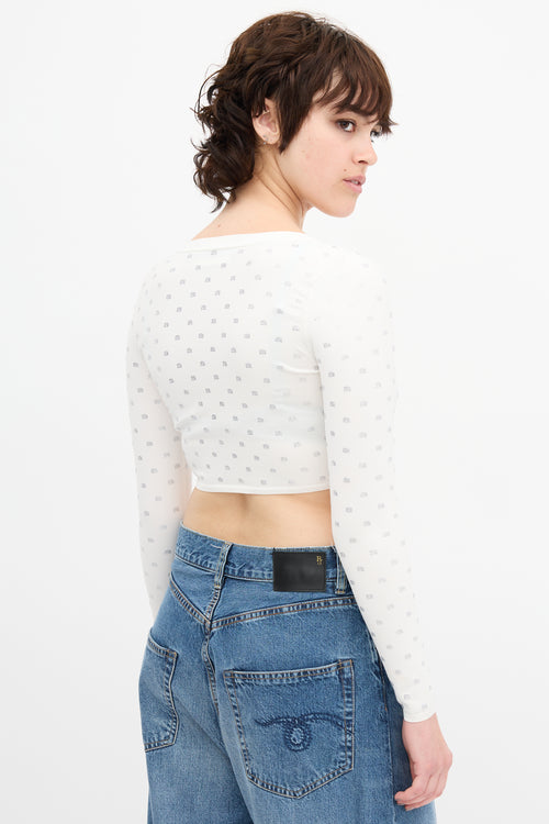 Alexander Wang Crystal Logo Cropped Cardigan