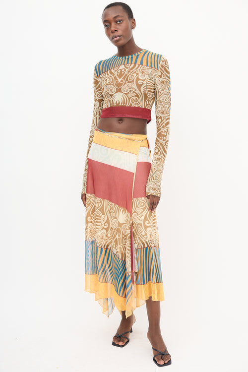 Alexis Brown & Multi Mesh Printed Top