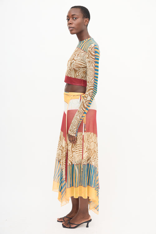 Alexis Brown & Multi Mesh Printed Top