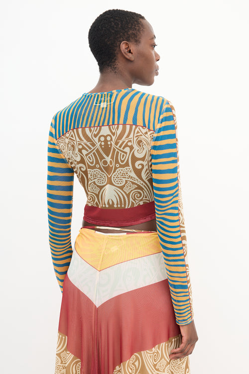 Alexis Brown & Multi Mesh Printed Top