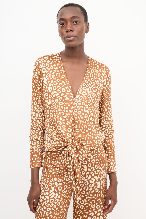 Alexis Brown & Cream Printed Tie Blouse