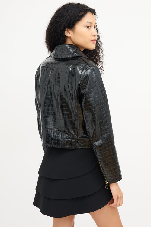 Alice + Olivia Black Embossed Leather  Jacket