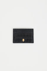 Alexander McQueen Black Embossed Leather Skull Card Holder