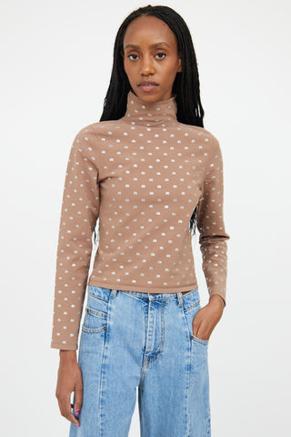 Alexander Wang Brown & Silver Rhinestone Turtleneck