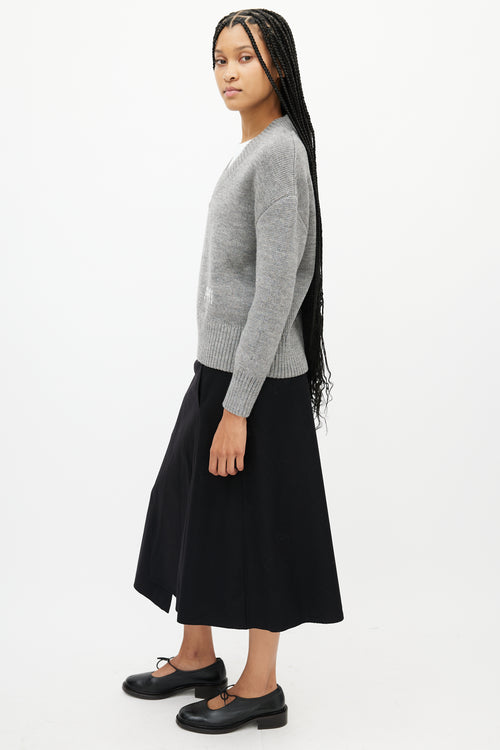 AMI Alexandre Mattiussi Grey & White Knit Logo Sweater