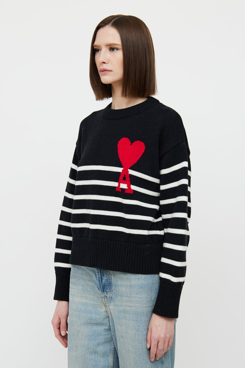 AMI Black, White, and Red Knit Sweater
