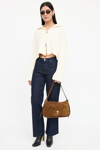 AMI Paris Suede Paname Paname Shoulder Bag