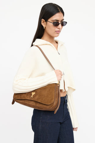 AMI Paris Suede Paname Paname Shoulder Bag