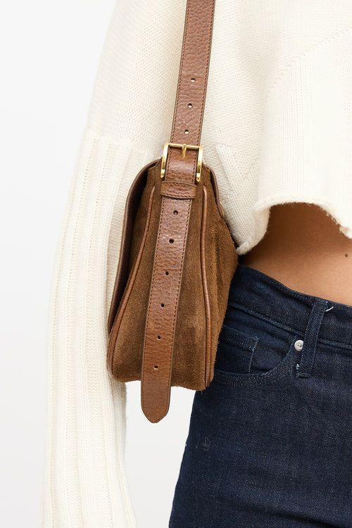 AMI Paris Suede Paname Paname Shoulder Bag