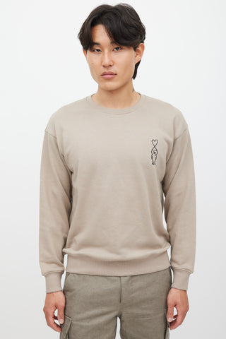 AMI Paris Beige & Black Embroidered Logo Sweatshirt
