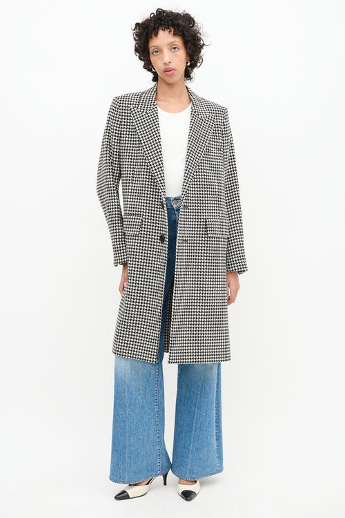 AMI Paris Black & White Wool Houndstooth Coat