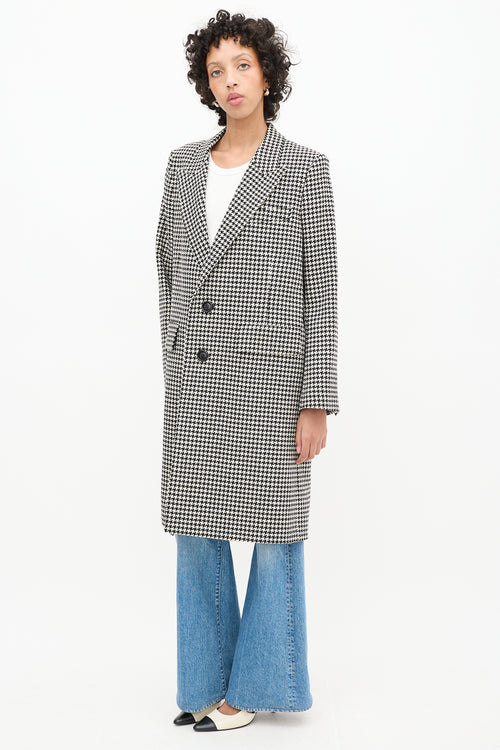 AMI Paris Black & White Wool Houndstooth Coat