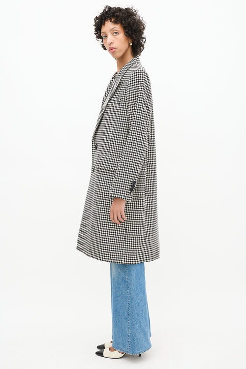 AMI Paris Black & White Wool Houndstooth Coat