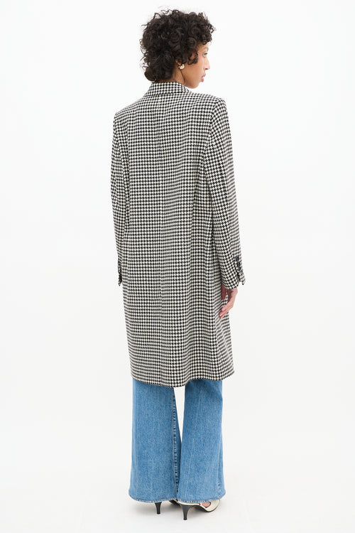 AMI Paris Black & White Wool Houndstooth Coat