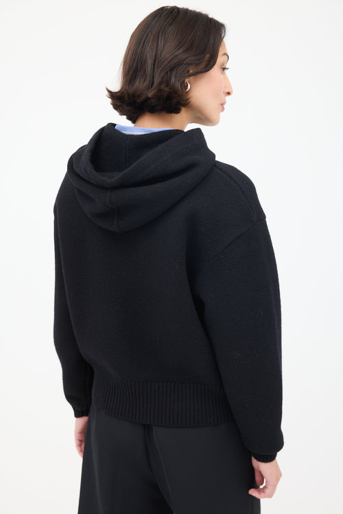 AMI Paris Black Wool Ami de Cœur Knit Hoodie